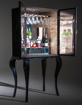 Christian Watson - black suede drinks cabinet