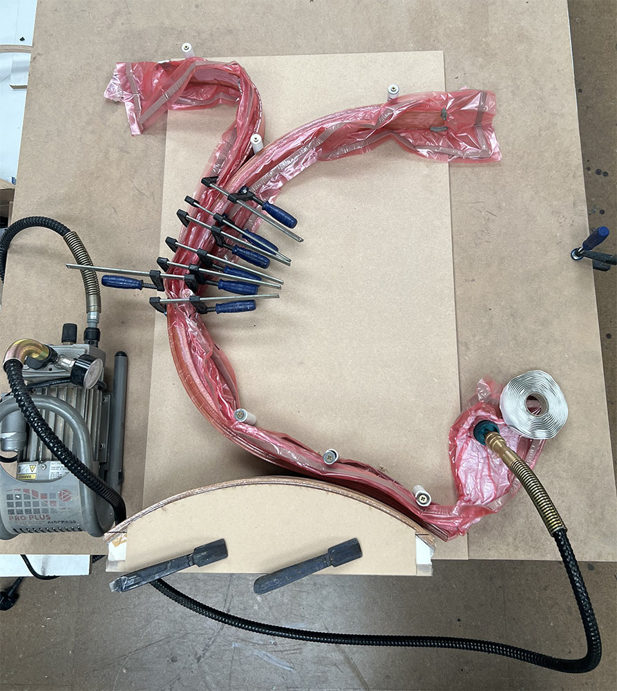Sculptural lamp vacuum bag process